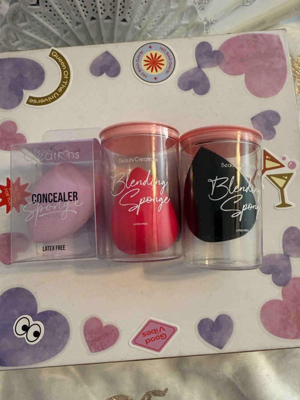 Beauty Creations Sponge Set in Lavender, Hot Pink & Black